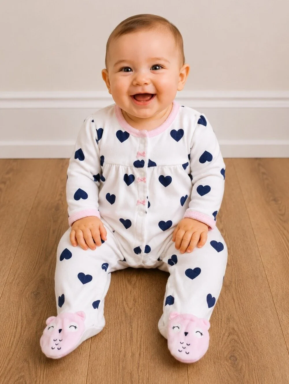 Carter's 9m Girls Owl Heart Footie